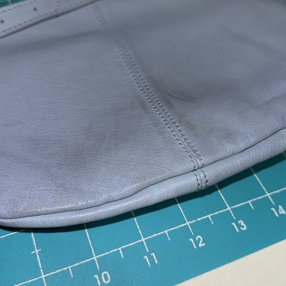 Free People Light Blue Goa Leather Archer Sling Waist Bag  Fanny Pack 7x15x3 - Picture 4 of 12